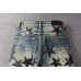 Men's Black Stars Embroidery Patchwork Ripped Skinny Denim Distressed Blue Jeans